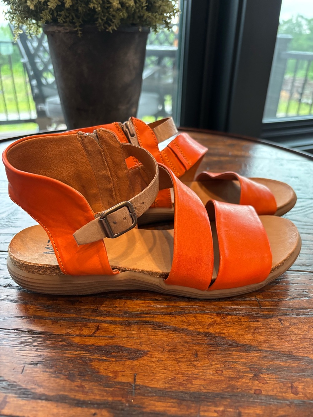 MIZ MOOZ Leather Sandals, Meadow, Orange, Adjustable, Stylish, Comfortable, 38